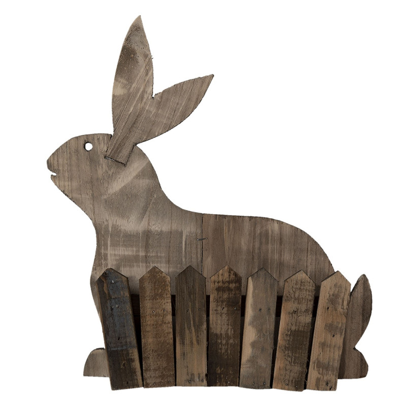 Hnědý dřevěný držák na květiny v motivu králíka  - 31*12*36 cm