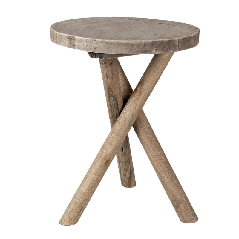 Dřevěný kulatý stolek na květiny - Ø 24*32 cm