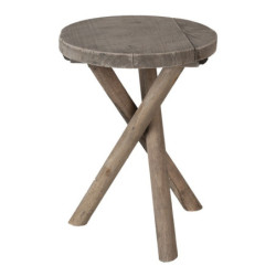 Dřevěný kulatý stolek na květiny - Ø 24*32 cm
