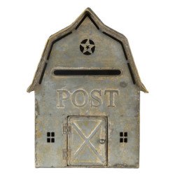 Šedá retro poštovní schránka ve tvaru domu Post - 26*11*35 cm