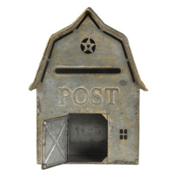 Šedá retro poštovní schránka ve tvaru domu Post - 26*11*35 cm