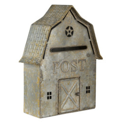 Šedá retro poštovní schránka ve tvaru domu Post - 26*11*35 cm