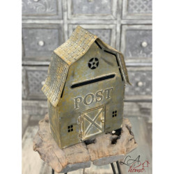 Šedá retro poštovní schránka ve tvaru domu Post - 26*11*35 cm