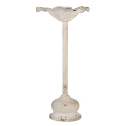 Bílý kovový svícen s patinou ve tvaru listu - Ø 22*48 cm