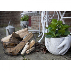Šedo černý drátěný kulatý košík s uchy - Ø 36*19 cm