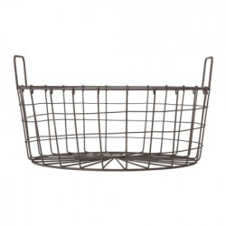Šedo černý drátěný kulatý košík s uchy - Ø 36*19 cm