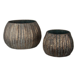 2ks měděno - hnědý obal na květiny s patinou - Ø 40*25 / Ø 28*19 cm