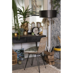 Zlatá kovová stolička se žlutým sametovým podsedákem - Ø 42*48 cm