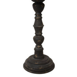Tmavě hnědý kovový odkládací stolek s dřevěnou deskou - Ø 57*75 cm