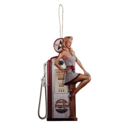 Nástěnná kovová cedule Gasoline s pin-up blondýnkou - 45*70 cm