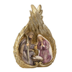 Vánoční betlém ve zlatých andělských křídlech S - 13*6*17 cm