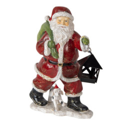 Dekorativní soška Santy se psem - 11*6*15 cm