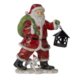 Dekorativní soška Santy se psem - 11*6*15 cm