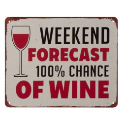 Nástěnná kovová cedule Weekend & Wine - 20*25 cm