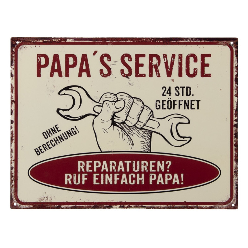 Nástěnná kovová cedule Papa´s Service - 33*25 cm