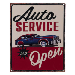 Nástěnná kovová cedule Auto Service Open - 25*20 cm