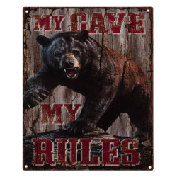 Nástěnná kovová deska s medvědem My Rules - 25*20 cm
