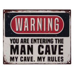 Nástěnná kovová cedule Man Cave Warning- 25*20 cm