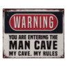 Nástěnná kovová cedule Man Cave Warning- 25*20 cm