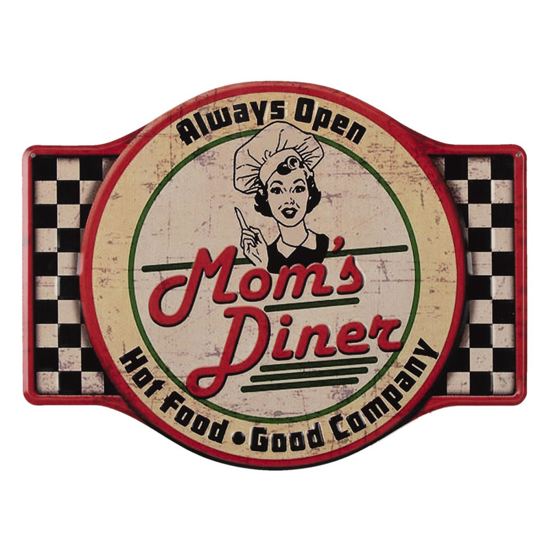 Nástěnná kovová cedule Mom´s diner - 35*45 cm