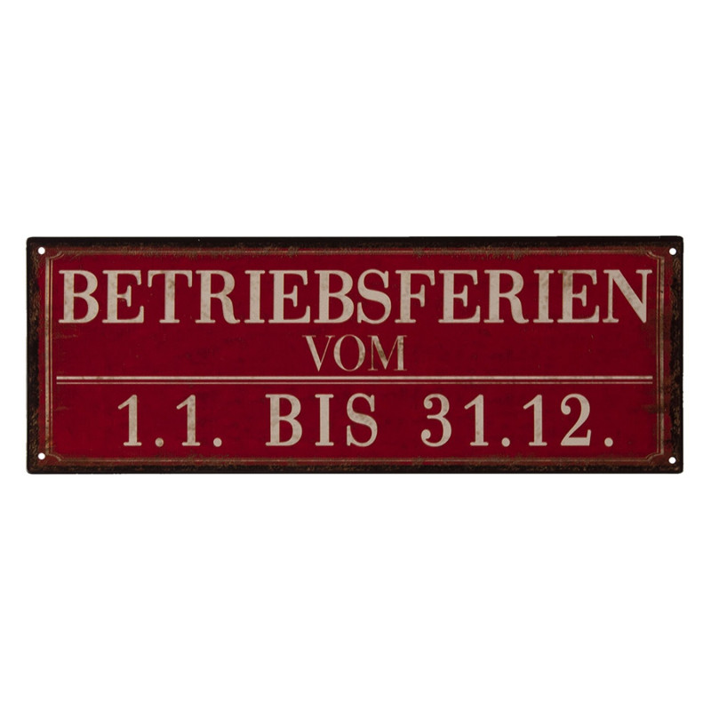 Nástěnná kovová cedule Betriebferien - 36*13 cm
