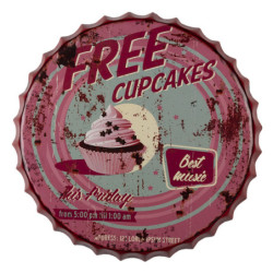 Kovová kulatá nástěnná cedule Cupcake - Ø 50 cm
