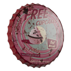 Kovová kulatá nástěnná cedule Cupcake - Ø 50 cm