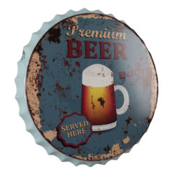 Nástěnná kovová cedule Beer here - Ø 50 cm