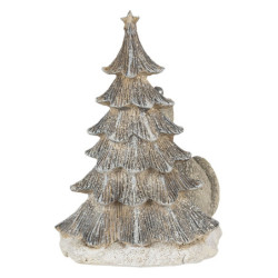 Vánoční dekorativní soška kočky u stromečku - 12*9*16 cm LED osvětlení