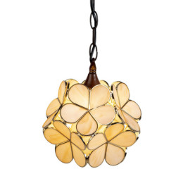 Závěsné žluto krémové světlo Tiffany Bloom - Ø 31*91 cm E14/max 1*40W