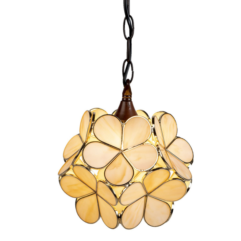 Závěsné žluto krémové světlo Tiffany Bloom - Ø 31*91 cm E14/max 1*40W