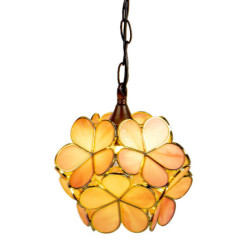 Závěsné žluté světlo Tiffany Bloom - Ø 31*90 cm E14/max 1*40W