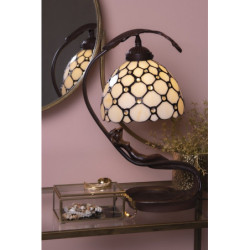 Krémová stolní lampa Tiffany Millie - 28*20*41 cm E14/max 1*25W