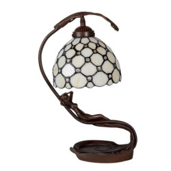 Krémová stolní lampa Tiffany Millie - 28*20*41 cm E14/max 1*25W