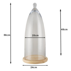Světle hnědý dřevěný podnos se skleněným poklopem Becca - Ø 24*56 cm