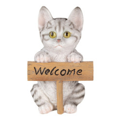 Dekorativní soška kočky s cedulkou Welcome - 12*9*19 cm