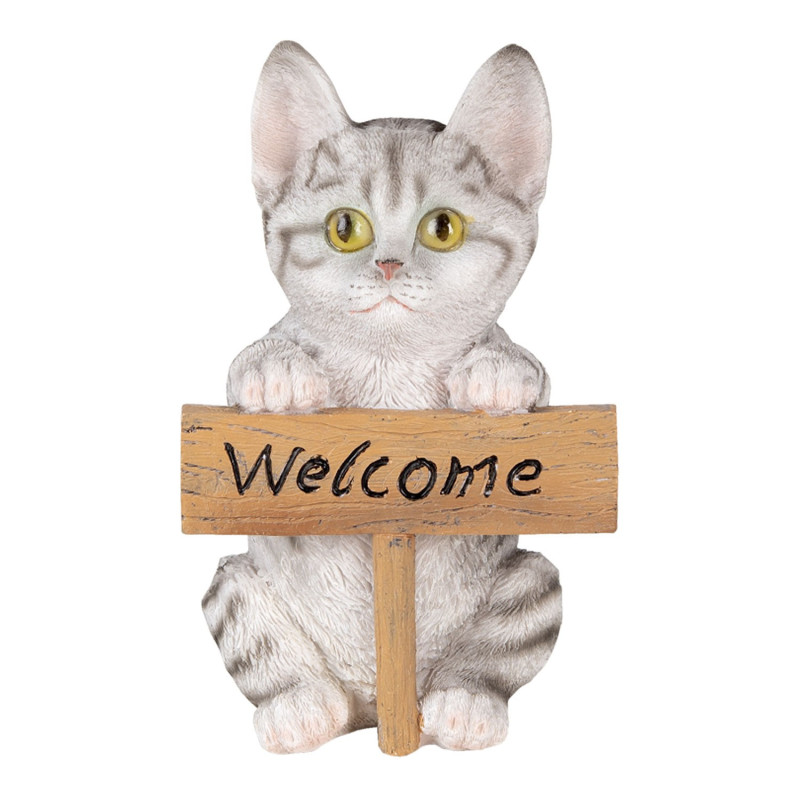 Dekorativní soška kočky s cedulkou Welcome - 12*9*19 cm