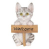 Dekorativní soška kočky s cedulkou Welcome - 12*9*19 cm