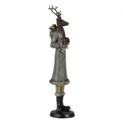 Vánoční dekorativní soška jelena v zimním kabátu - 9*8*36 cm