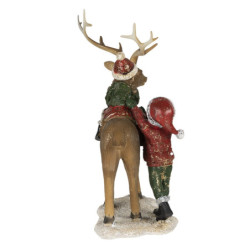 Vánoční dekorativní soška jelena s dětmi - 15*9*22 cm