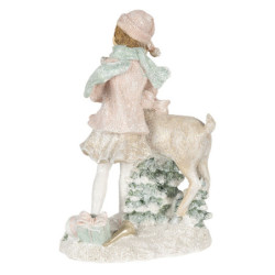 Vánoční dekorativní soška holčičky s laní - 13*10*20 cm