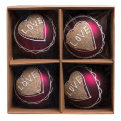 Vánoční ozdoba Love - Ø 8 cm - sada 4ks