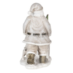 Vánoční dekorativní soška Santy s vozíkem s pejskem - 12*8*15 cm