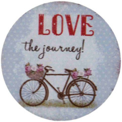 Kovový kulatý magnet Love the journey - Ø 8 cm