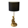 Zlatá stolní lampa s opicí a korunkou a černým stínidlem Monkey King - Ø 23*45 cm E27