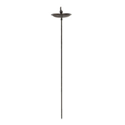 Černo hnědé kovové krmítko ve tvaru srdce s ptáčkem - 14*13*86 cm