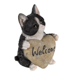 Dekorativní soška koťátka se srdcem Welcome - 12*9*15 cm