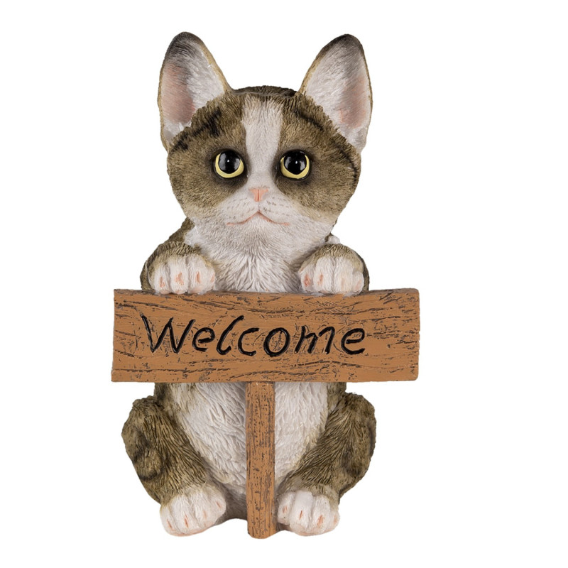 Dekorativní soška kočky s cedulkou Welcome - 12*9*19 cm