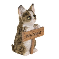 Dekorativní soška kočky s cedulkou Welcome - 12*9*19 cm
