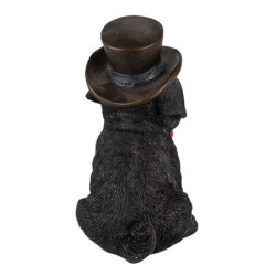 Dekorativní soška černého psa s lupou a kloboukem - 13*9*17 cm